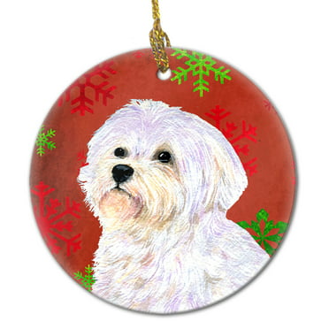 3 in Multicolor Carolines Treasures LH9347-CO1 Chinese Crested Red Snowflake Holiday Christmas Ceramic Ornament LH9347 